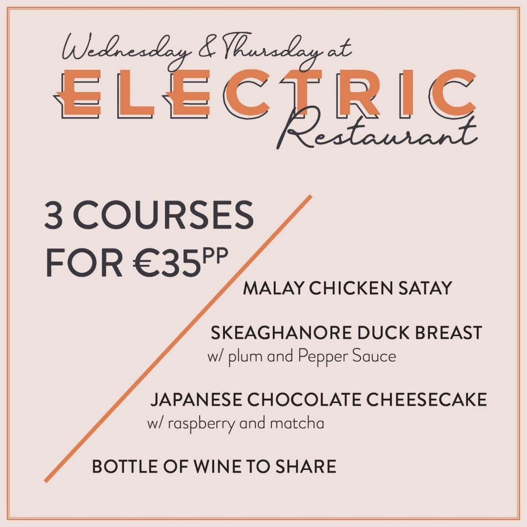 Electric Cork (@electriccork) on Twitter photo Our brand new midweek deal is kicks off tomorrow in our restaurant
Tables available from 5pm right up to 9pm.
Locally Sourced Produce with a twinkle of Asian Inspiration 😋
To book a table, please email enquire@electriccork.com
Or simply DM us 😇 Our brand new midweek deal is kicks off tomorrow in our restaurant
Tables available from 5pm right up to 9pm.
Locally Sourced Produce with a twinkle of Asian Inspiration 😋
To book a table, please email enquire@electriccork.com
Or simply DM us 😇