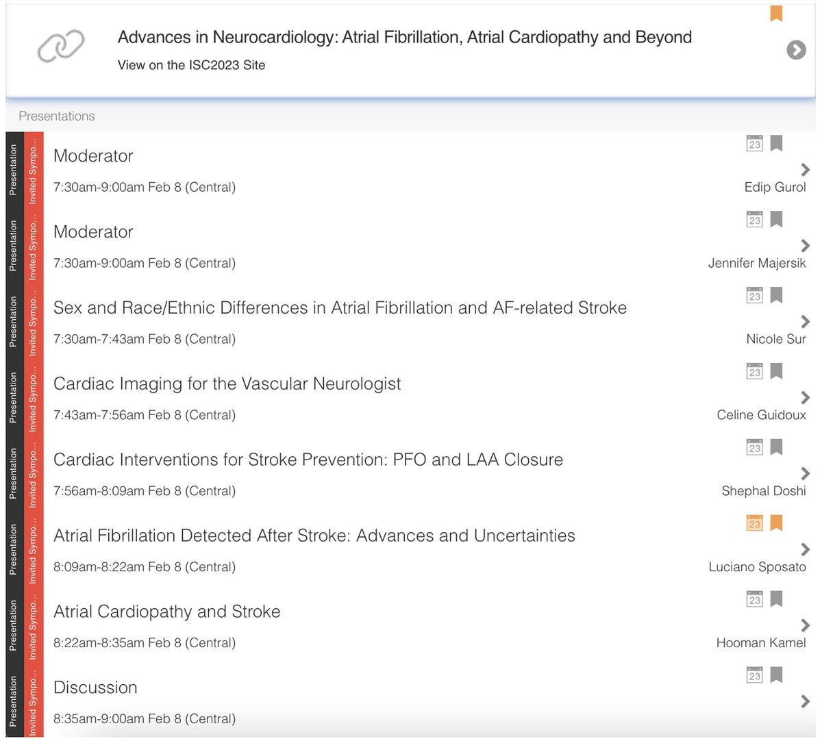 Advances in Neurocardiology: Atrial Fibrillation, Atrial Cardiopathy and Beyond at #ISC23

Join us tomorrow, Wednesday, February 8, at 7:30 am.

Virtual access: isc23.heart.org/live-stream/37…

#AHA <a href="/AHAMeetings/">AHAMeetings</a> <a href="/AHAScience/">AHA Science</a> <a href="/StrokeAHA_ASA/">Stroke AHA/ASA</a> <a href="/NicoleBSur/">Nicole B. Sur, MD</a> <a href="/guroledip/">Edip Gurol</a> <a href="/JenniferMajers1/">Jennifer Majersik</a>