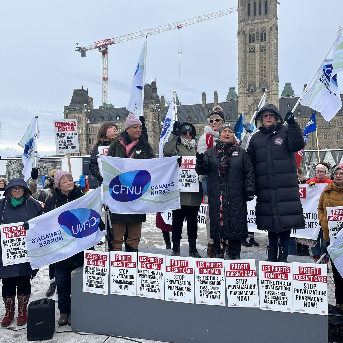 CFNU's tweet image. “Nurses and health care workers are tired, they’re bunt out, and they’re pissed off! We have had enough!” says @CFNUPresident Linda Silas, closing the rally.

Solidarity with all health workers &amp;amp; patients fighting for public health care #ProfitDoesntCare #PharmacareNOW #cdnpoli