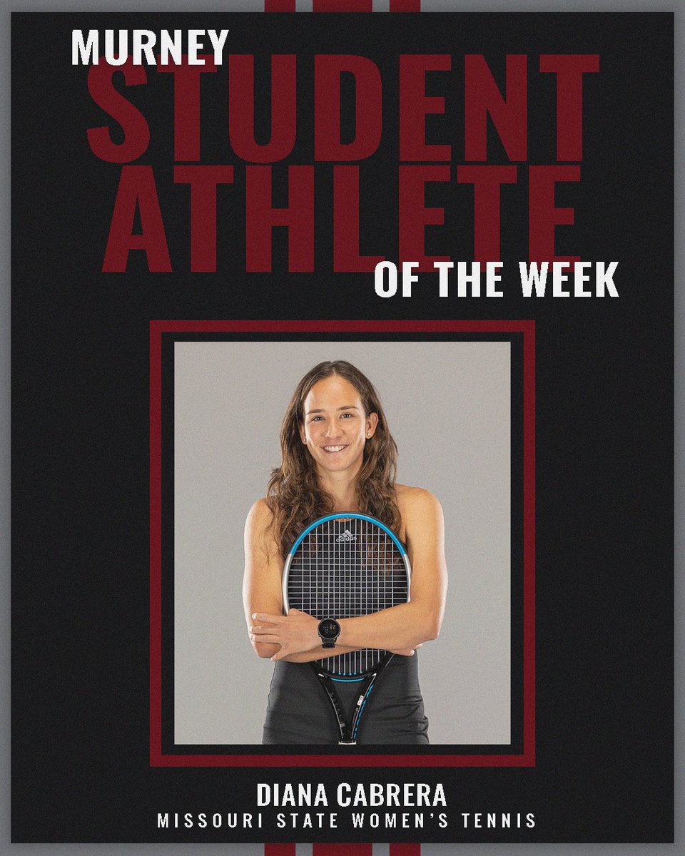 MissouriStBears's tweet photo. The #MSUBears Student-Athlete of the Week, presented by Murney Associates, Realtors is 
@msubearstennis Diana Cabrera! https://t.co/x8h0PK6CMC