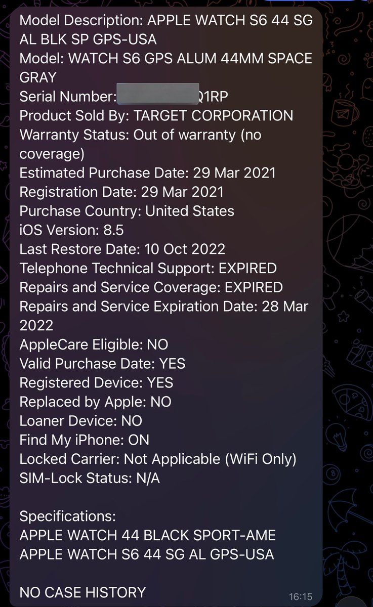 MobiliZeLK's tweet photo. iCloud Clean Apple Watch Series 6 Sold By ; TARGET COOPERATION , USA πΊπΈ has been successfully
U N L O C K E D β
#MobiliZeLK #CleanSlow https://t.co/J9j90LeVRE