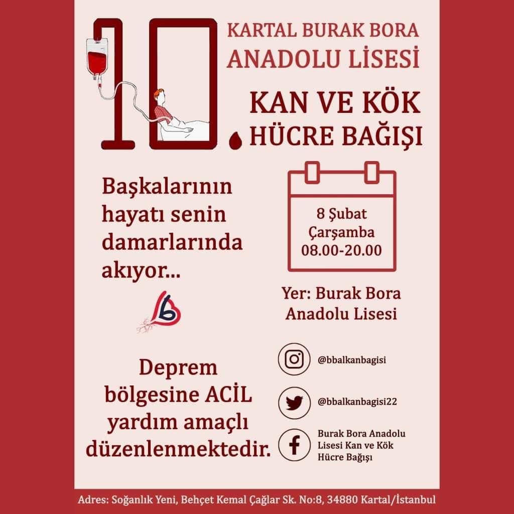 Ayça (@_leuad_) on Twitter photo Burak Bora Anadolu Lisesi olarak depremzedelere yardım amaçlı kan bağışı düzenliyoruz siz de 8 Şubatta kan verin can verin
#deprem #acil #kan #kanbagisi #kanvercanver
<a href="/bbalkanbagisi22/">Burak Bora 10. Geleneksel Kan ve Kök Hücre Bağışı</a> Burak Bora Anadolu Lisesi olarak depremzedelere yardım amaçlı kan bağışı düzenliyoruz siz de 8 Şubatta kan verin can verin
#deprem #acil #kan #kanbagisi #kanvercanver
<a href="/bbalkanbagisi22/">Burak Bora 10. Geleneksel Kan ve Kök Hücre Bağışı</a>