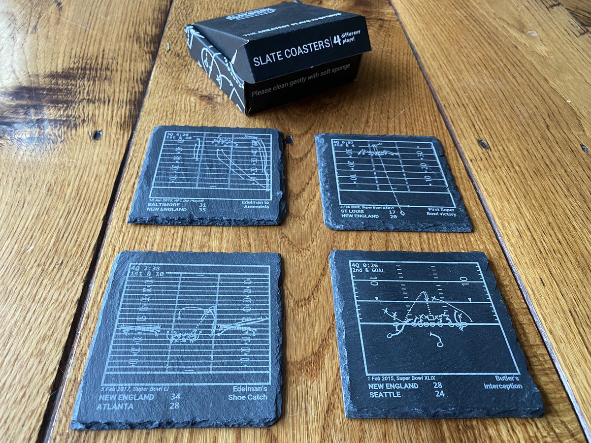 FitzyGFY's tweet image. 🚨 Pats Fan Giveaway 🚨

Here’s a chance to win a sweet set of 4 slate coasters w/iconic Patriots play diagrams

🏈 RT this tweet
🏈 Follow me &amp;amp; @PlaybookProduct 

Winner announced Friday

Plus promo code FITZYGFY gets you 20% off anything on their site

playbookproducts.com/collections/gr…