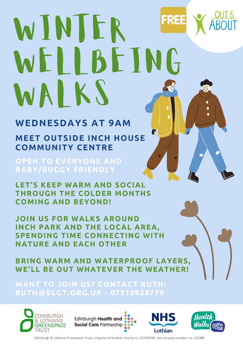 Why not join our Winter Wellbeing Walks at Inch Park, meeting outside Inch House Community Centre? Everyone welcome and we will be heading into the Inch Park Community Sports Club afterwards for refreshments! 🤗 #getoutside #outandabout #wellbeingwalks #freefriendlyfun