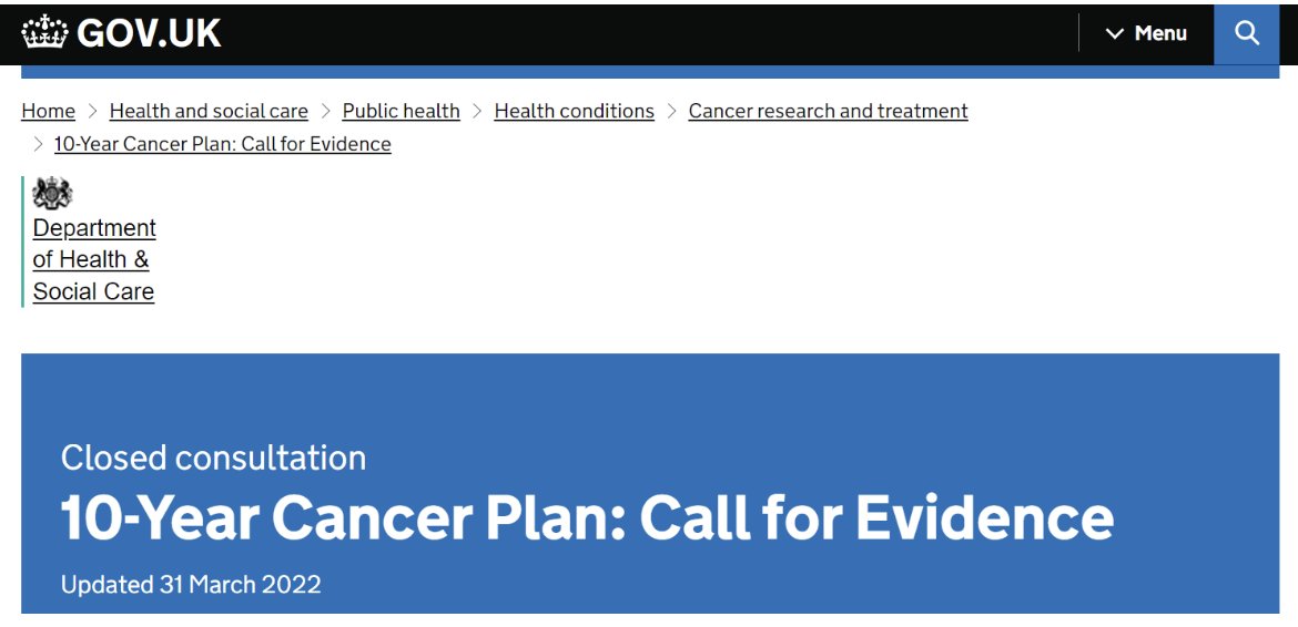 🎗️Last year, Govt declared a ‘war on cancer’ & promised a #10YearCancerPlan
🗓️This Jan they announced a shorter-term Major Conditions Strategy – not the ambitious world leading cancer plan we had hoped for.