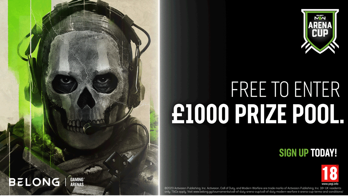 We're back with a (flash)bang!!🔥🎆

Sign up for our #CallOfDuty Arena Cup for a grand prize of £500! 💰

Sign up here 👉 bit.ly/3l85dcn

Details 👇
📅 18th February
🕚 11am start
📍 Your local arena
🤝4v4
📋 Three different modes
🔞 Must be 18+