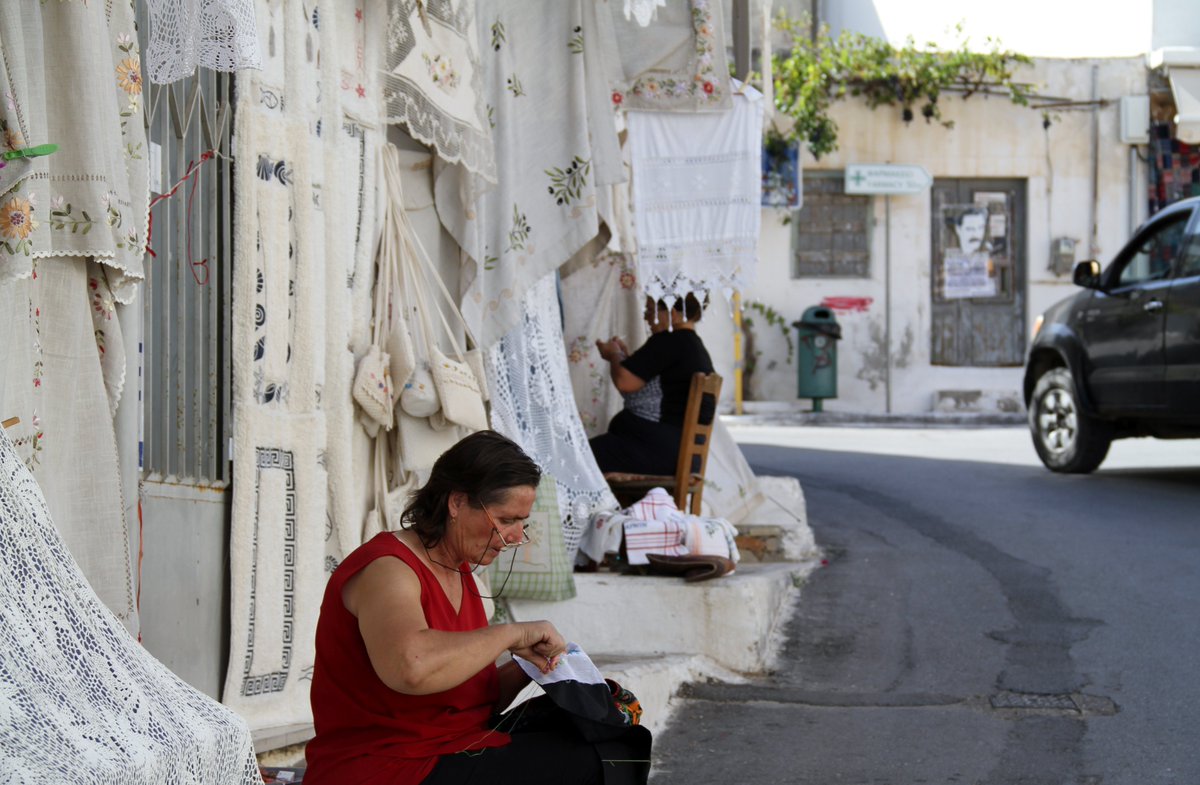mamonnin1's tweet photo. Today's #TravelTuesday is #Kritsa #Crete #Greece. I love all those embroidered linens. #DeathInTheAegean https://t.co/5L8YL7wbf8