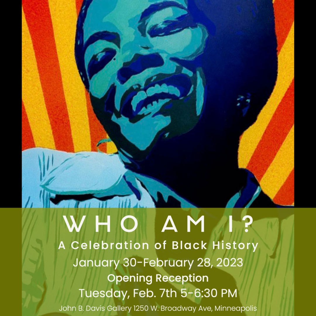 Join us for the opening reception of the exhibition  Who Am I? tonight, Feb. 7, at 5 p.m. Who Am I? is displayed through Feb 28 at the Davis Center, featuring artwork from Black artists, community members and students.