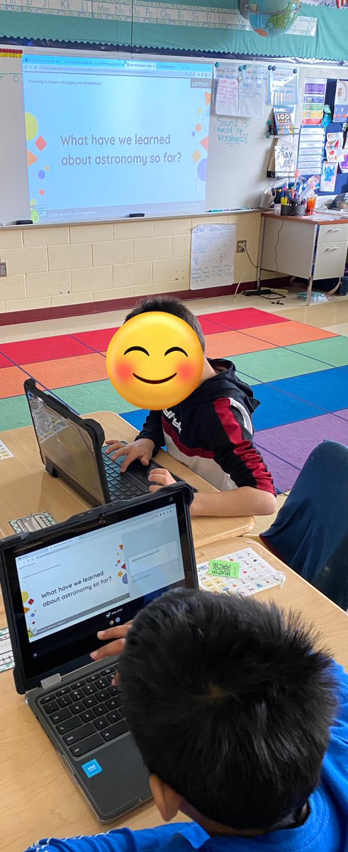 First graders using their new Chromebooks to engage with a CKLA lesson on constellations! #chromebooks <a href="/Amplify/">Amplify</a> #miniastronauts #science #reading