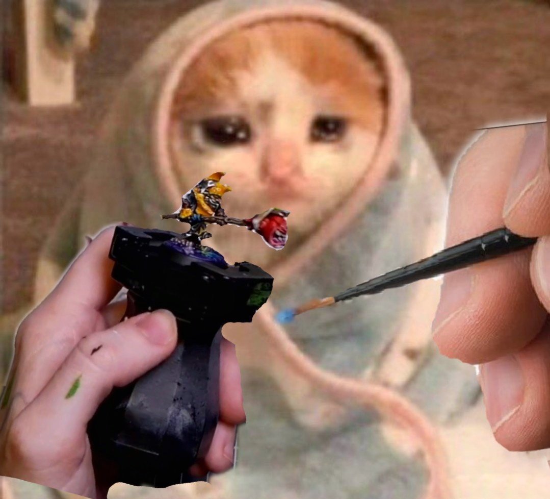Sughammer's tweet photo. Me painting stupid little miniatures for my dumb mental health 

#warhammer #WarhammerCommunity https://t.co/QyDtBTUUkT