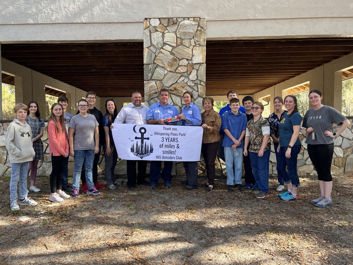 CitrusSchools (@citrusschools) on Twitter photo To celebrate the 3rd anniversary of the <a href="/imscharger/">Inverness Middle School</a> Outsiders Club, members took time to thank the hard-working staff of Whispering Pines Park. The Outsiders hiking club has enjoyed miles and miles of hikes in this wonderful park. The club would not be possible without it. To celebrate the 3rd anniversary of the <a href="/imscharger/">Inverness Middle School</a> Outsiders Club, members took time to thank the hard-working staff of Whispering Pines Park. The Outsiders hiking club has enjoyed miles and miles of hikes in this wonderful park. The club would not be possible without it.