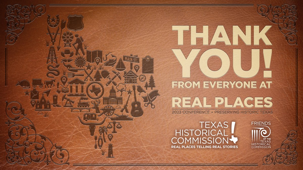 TxHistComm's tweet photo. From all of us at the Texas Historical Commission, thank you to everyone who participated in the #RealPlaces23 conference on historic preservation and heritage tourism. We can’t wait to see you again at #RealPlaces24! https://t.co/rg1CEhjplI