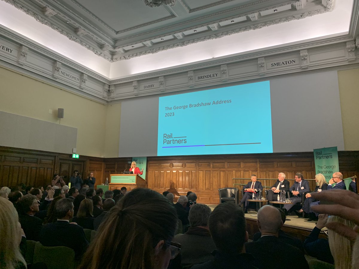 MarkPlowRail's tweet photo. Much anticipation in the room at this evening’s #georgebradshawaddress. I’m here on behalf of @VirginTrainsTix and we have a full house! https://t.co/5YZUXhfBqx