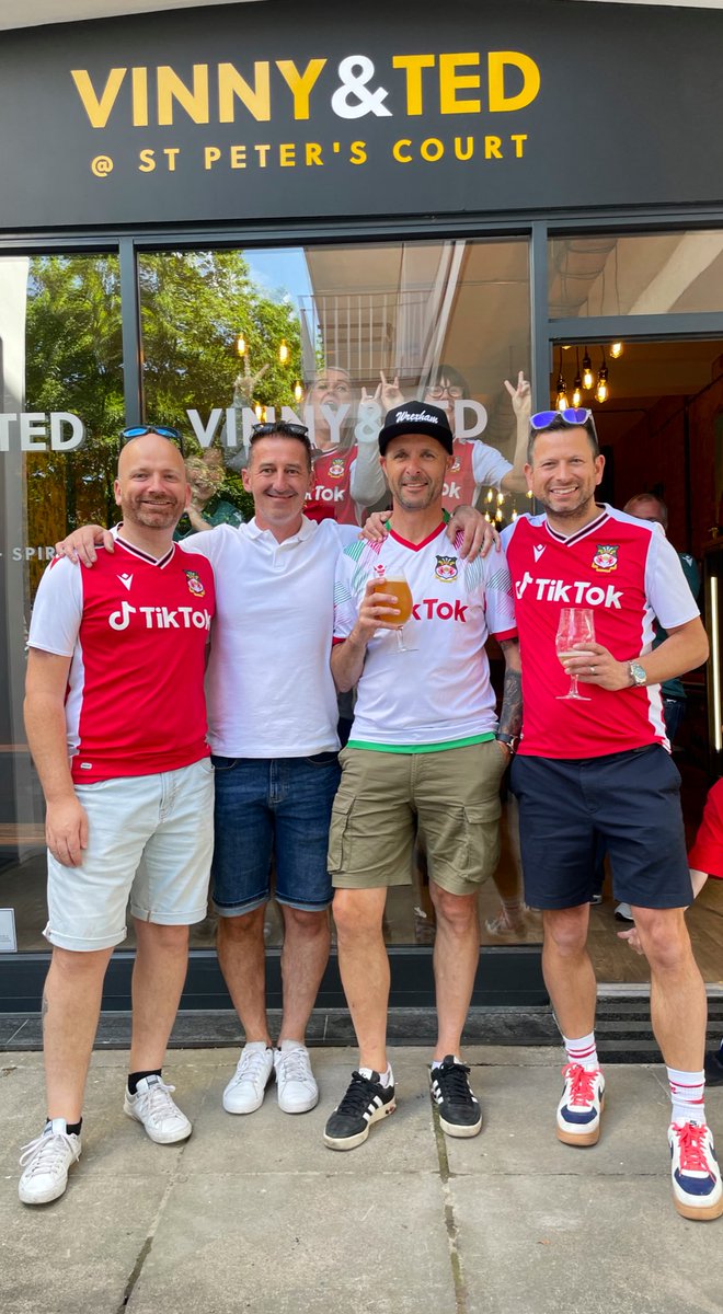 vinnyandted's tweet image. We’ll have the @Wrexham_AFC game on the big screen tonight. Bit of family interest as owner @iddypryce dad used to play for and coach at the club, here he is winning the Welsh Youth Cup in the 50’s and a more recent pic from before the Wembley final last season