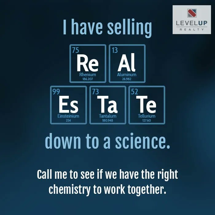 TheSolariGroup's tweet photo. Chemistry Puns?
I'm in my element!
Call me for your real estate needs!
π π΅πππππ πΊπππππ , DRE #01952567
707.486.5400 | nicole@levelupbrokerage.com
#nationalperiodictableday #chemistry #realtormemes #neighbor #marketupdates #leveluprealty #movesmartsellfast https://t.co/DJiDMy8oG6