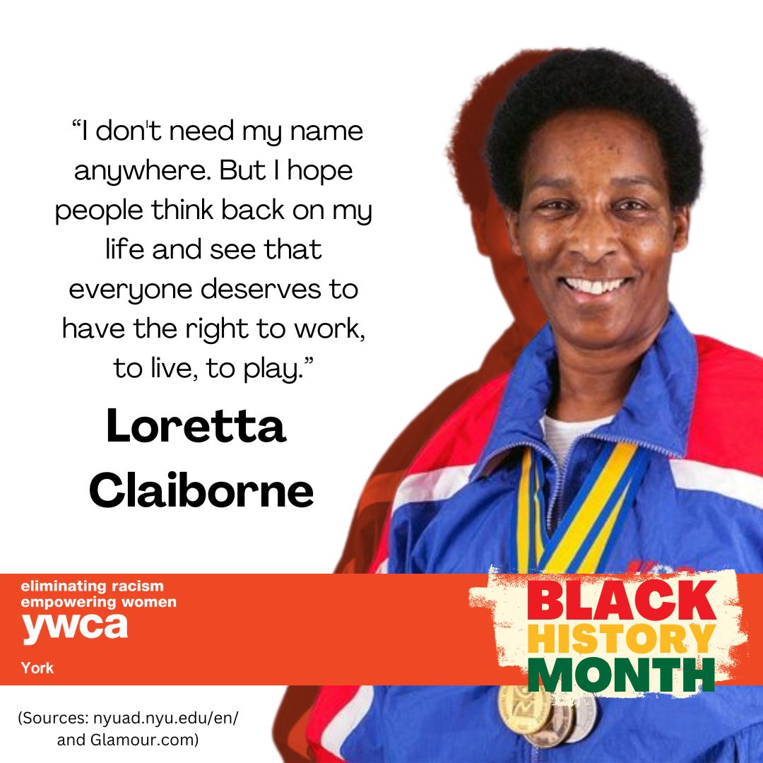 Loretta Claiborne became the first African American Special Olympics Athlete and currently serves on Special Olympics Board of Directors. Through sports and other activities Loretta continues to empower others to achieving their goals, regardless of race, gender, or disabilities.