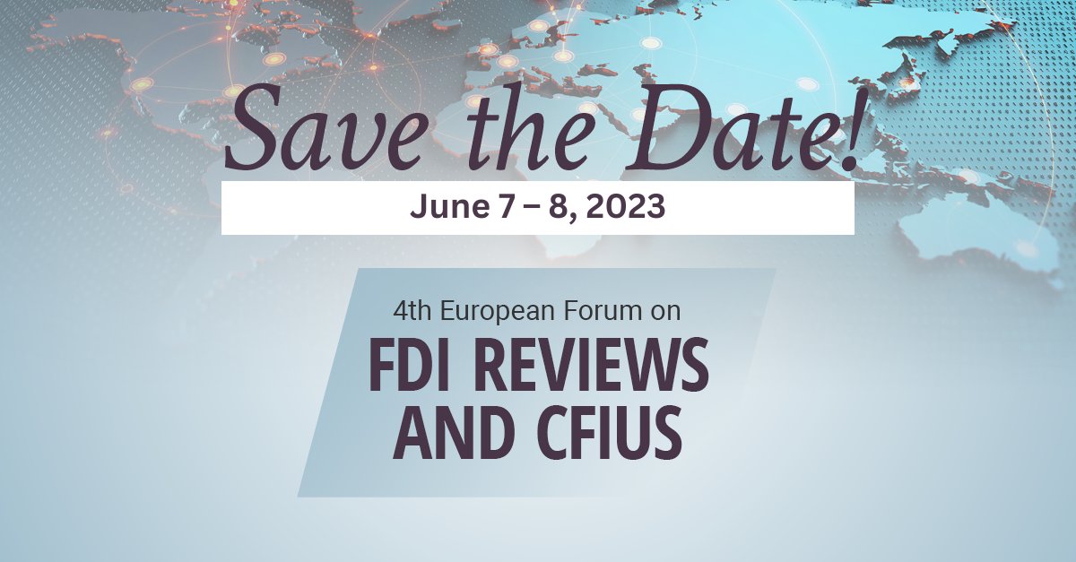 Mark your calendars!

Join C5 on June 7-8, 2023 for our 4th European Forum on FDI Reviews and CFIUS. 

This year's event with delve into the critical changes affecting professionals working in foreign direct investment screening regulations.

#C5Conferences