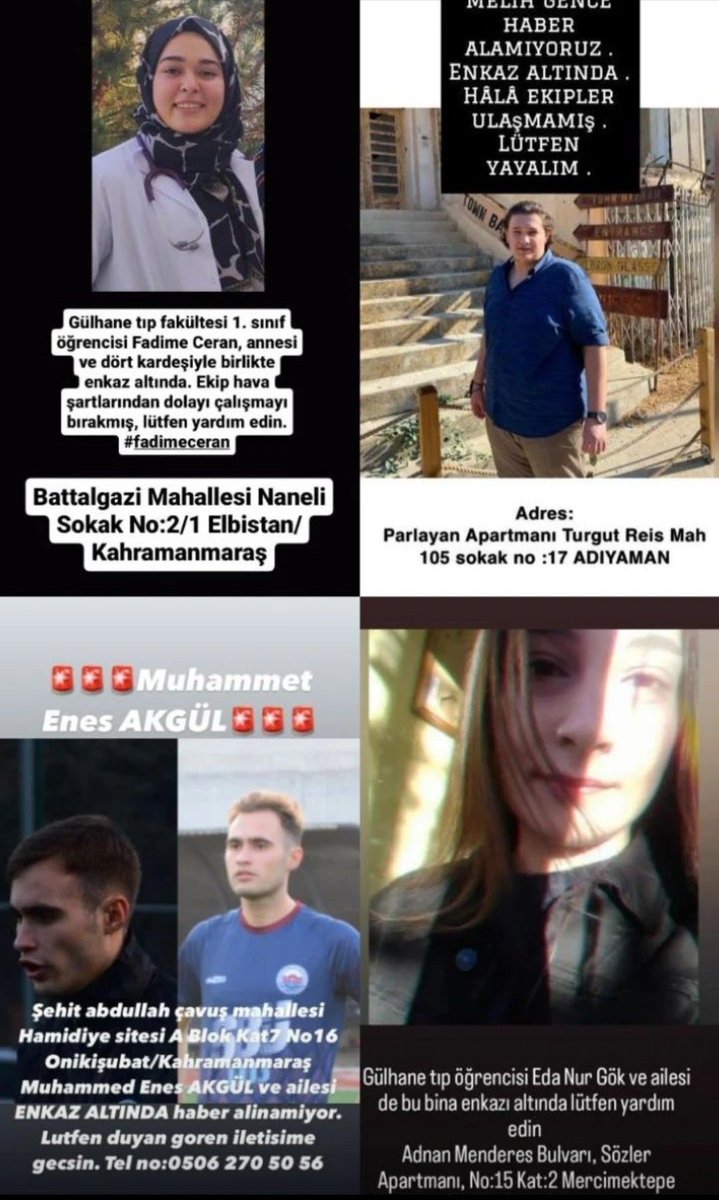 atiyees's tweet photo. #fadimeceran #melihgence #muhammedenesakgün #edagök   @DepremDairesi @haluklevent @BabalaTv @OguzhanUgur @ahbap     #deprem #ACILYARDIM https://t.co/HY9juBoM29