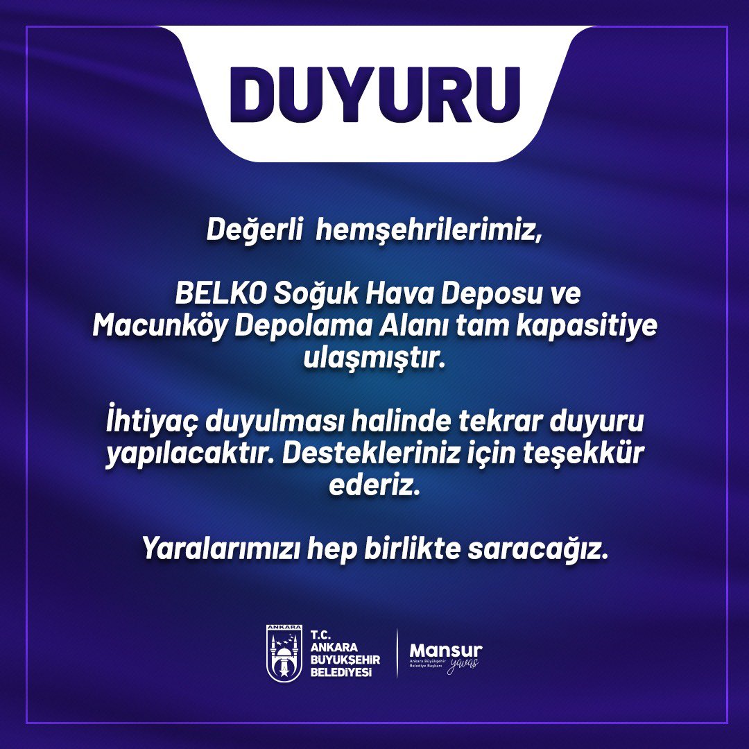 ankarabbld's tweet photo. 🔴 ÖNEMLİ DUYURU

Tüm hemşehrilerimize teşekkür ederiz.

@mansuryavas06 https://t.co/uepqkSCDz2