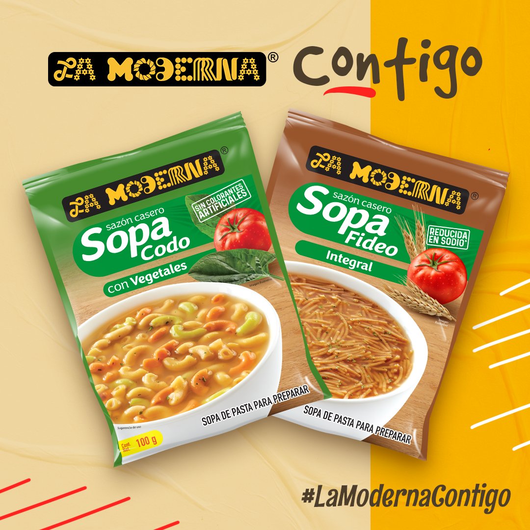 LaModernaMx's tweet photo. Prueba el sabor de nuestra sopa, elige Integral 🌾 o Vegetales 🥬. #YoElijoLaModerna

#LaModernaContigo #Vegetales #PastaIntegral #Sopa https://t.co/Gw1BHblgqi