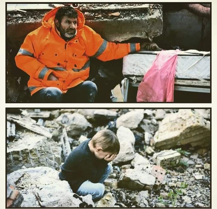 Depremde ölmüş çocuğunun elini bırakmayan baba 😔