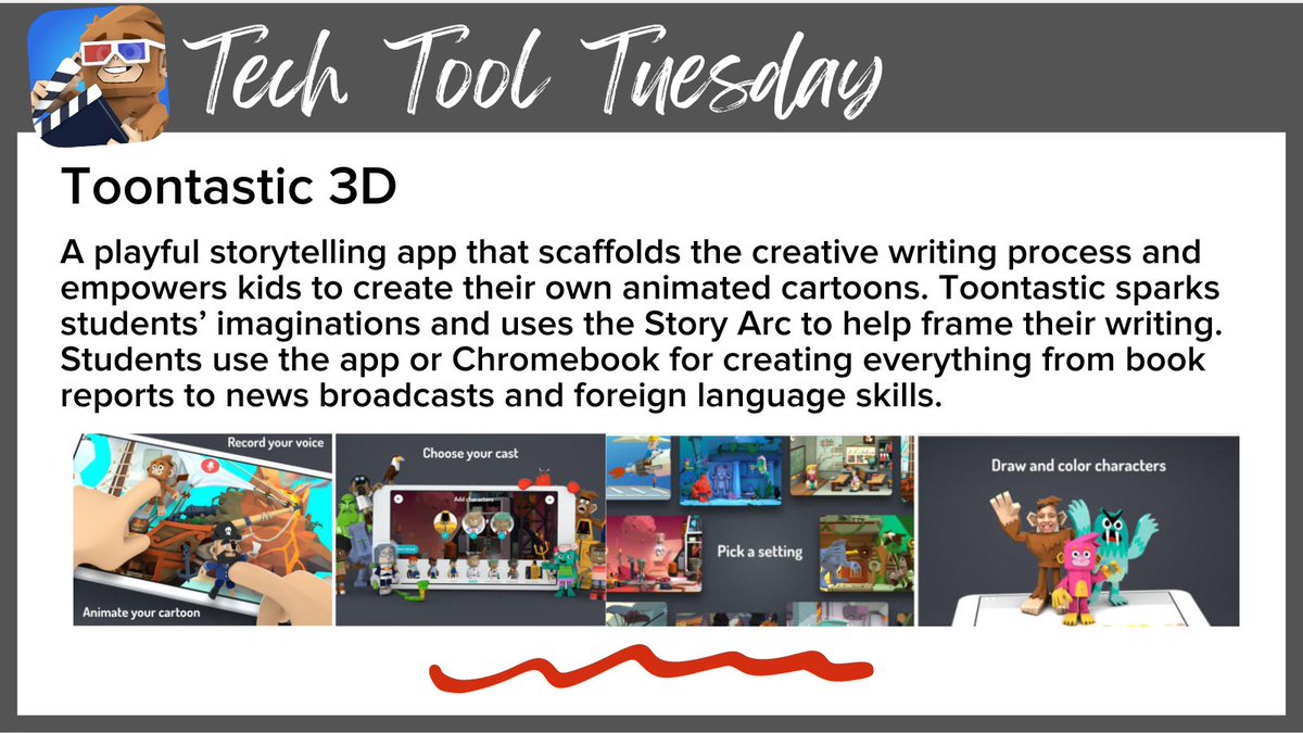 MISDDLTeam's tweet photo. #TechToolTuesday - Toontastic is a playful storytelling app that scaffolds the creative writing process and empowers kids to create their own animated cartoons. Go to: ➡️ https://t.co/fIZtzlelWz #MISDdigital #MISDDL https://t.co/HFWA2700Je