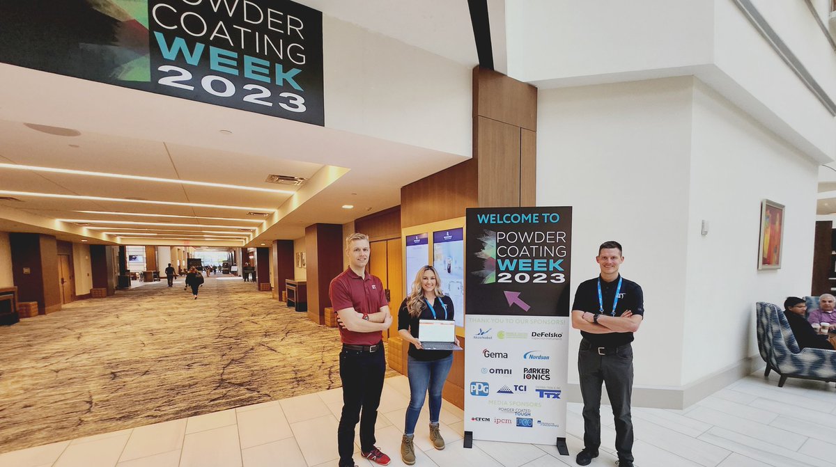 Steelhead_Tech's tweet photo. We are having a blast at #powdercoatingweek - make sure to stop by table 14 before the end of the day and say hello to the team! #powdercoating https://t.co/7borLYQXbP