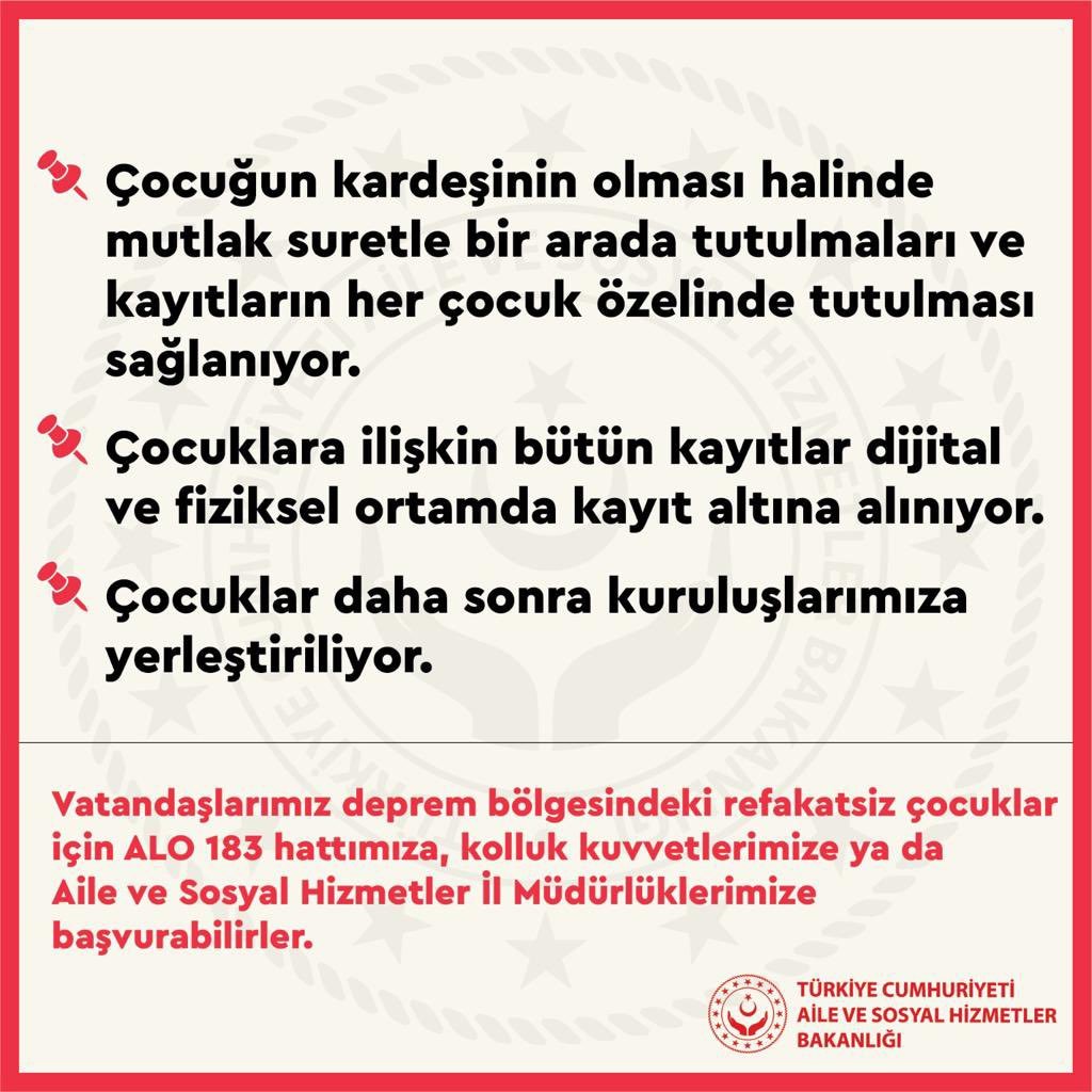 bpthaber's tweet photo. Deprem bölgelerinde aile ve yakınlarına ulaşılamayan çocuklar hakkında bilgilendirme. 

(Aile ve Sosyal Hizmetler Bakanlığı) https://t.co/aC4TSXq13C