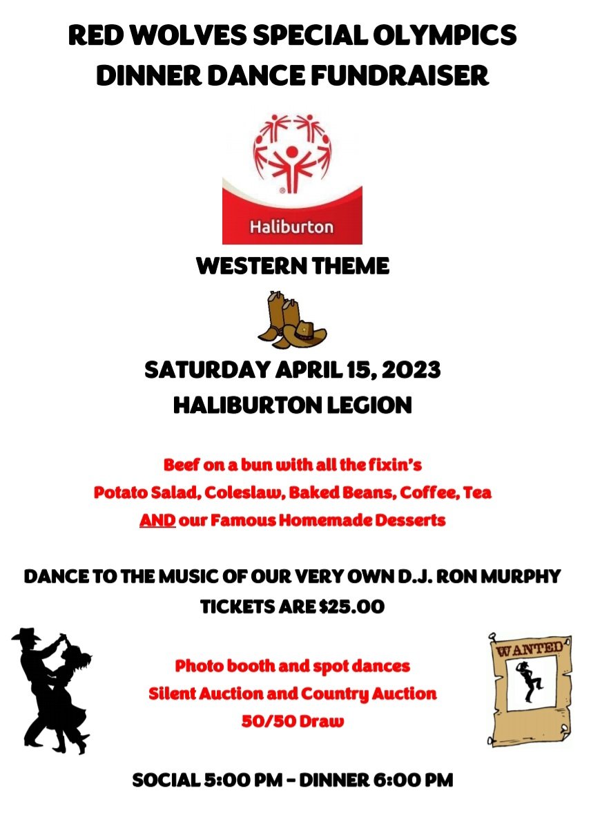 SAVE THE DATE

The Red Wolves Annual Dinner/Dance Fundraiser is back. 

Date - SATURDAY APRIL 15  2023 
Place - Halibuton Legion
Tickets - $25 each

Ticket purchase information to follow soon!