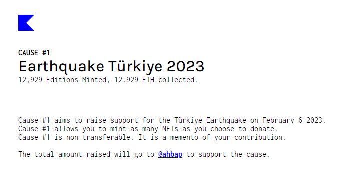 cause.quest is a new platform built by <a href="/muratpak/">Pak</a> to raise money to help with "causes" (in this case the awful earthquake in Turkey and Syria).
All proceeds go to <a href="/ahbap/">Ahbap</a>. Please give generously 🙏