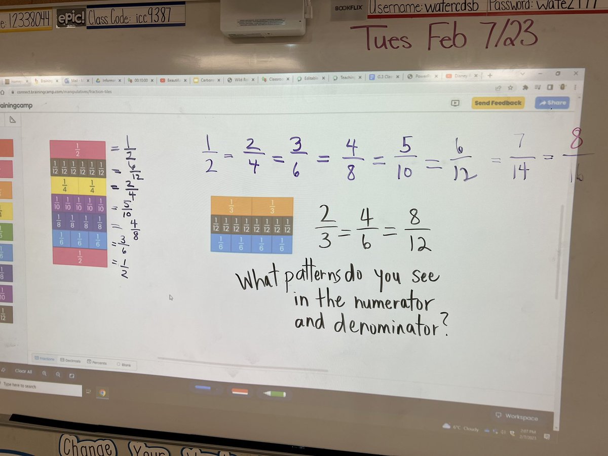 MrsCunningham17's tweet photo. Building fraction sense with concrete tools and @brainingcamp in Grade 3 @stannestars. #fractionfebruary @DucPetra @RitsmaJen https://t.co/YMLbNKtgis