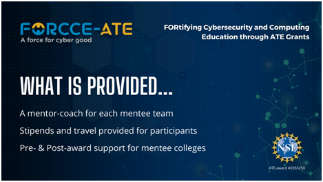 acm2yr's tweet image. FORCCE-ATE is providing mentoring for community college #educators to prep them for submitting @NSF ATE grant proposals! Cohort mentoring starts in May. Stipends &amp;amp; mentor-coaching throughout is available. Apply by April 1: forcce-ate.org/mentee/ #IT #communitycollege @CCPI_STEM