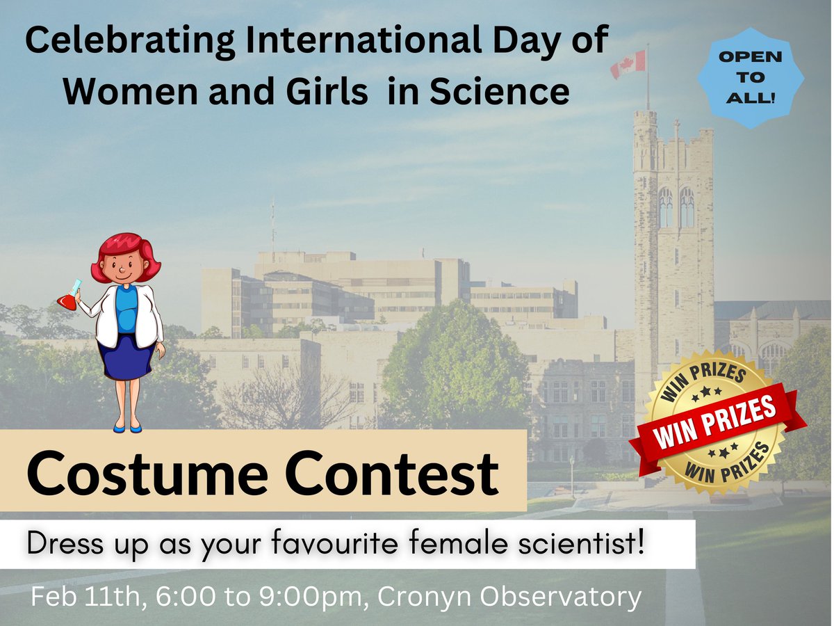 Welcome you all to our first-ever costume contest, on the occasion of the international day of Women and Girls in Science. Dress as your favourite female scientist and visit our observatory.