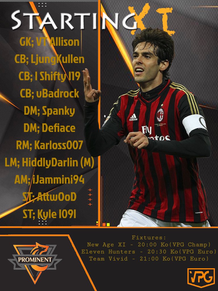 The lineup is in for tonight <a href="/OfficialVPG/">Virtual Pro Gaming</a> English league championship &amp; European L1 games

#UpTheProm