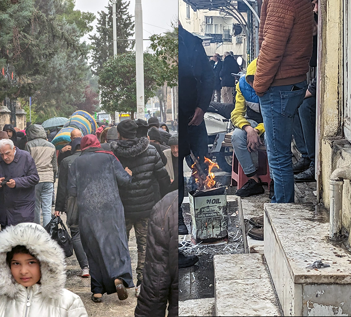 people run to the streets into a heavy rain and cold weather after the dreadful earthquake hit the city of Urfa