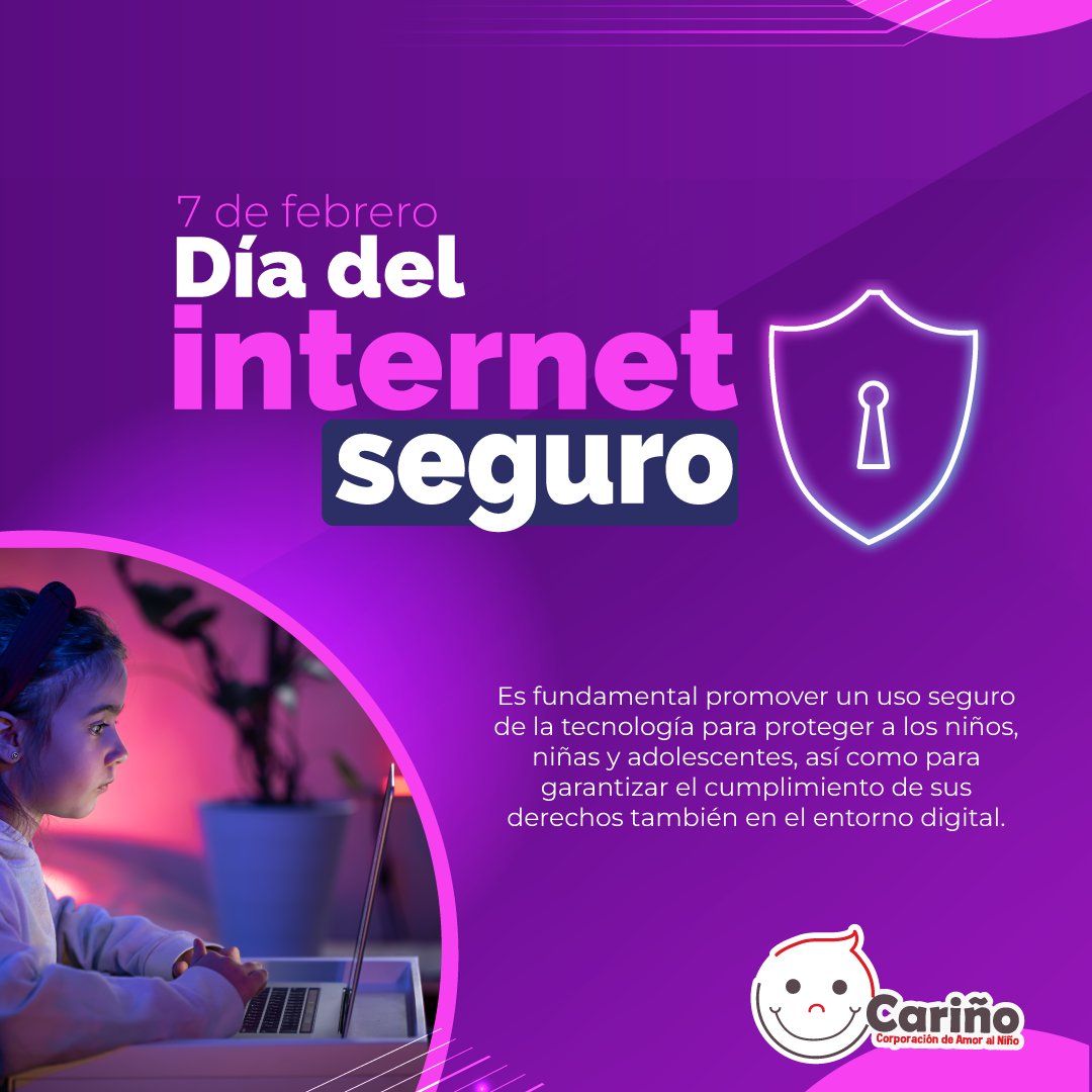 ¡Hoy es el Día Internacional de Internet Seguro!  Trabajemos por un espacio digital seguro, respetuoso e inclusivo para niños, niñas y adolescentes.  Promovamos entre todos la ciberseguridad, la educación digital y el uso responsable y seguro de las tecnologías y redes sociales!