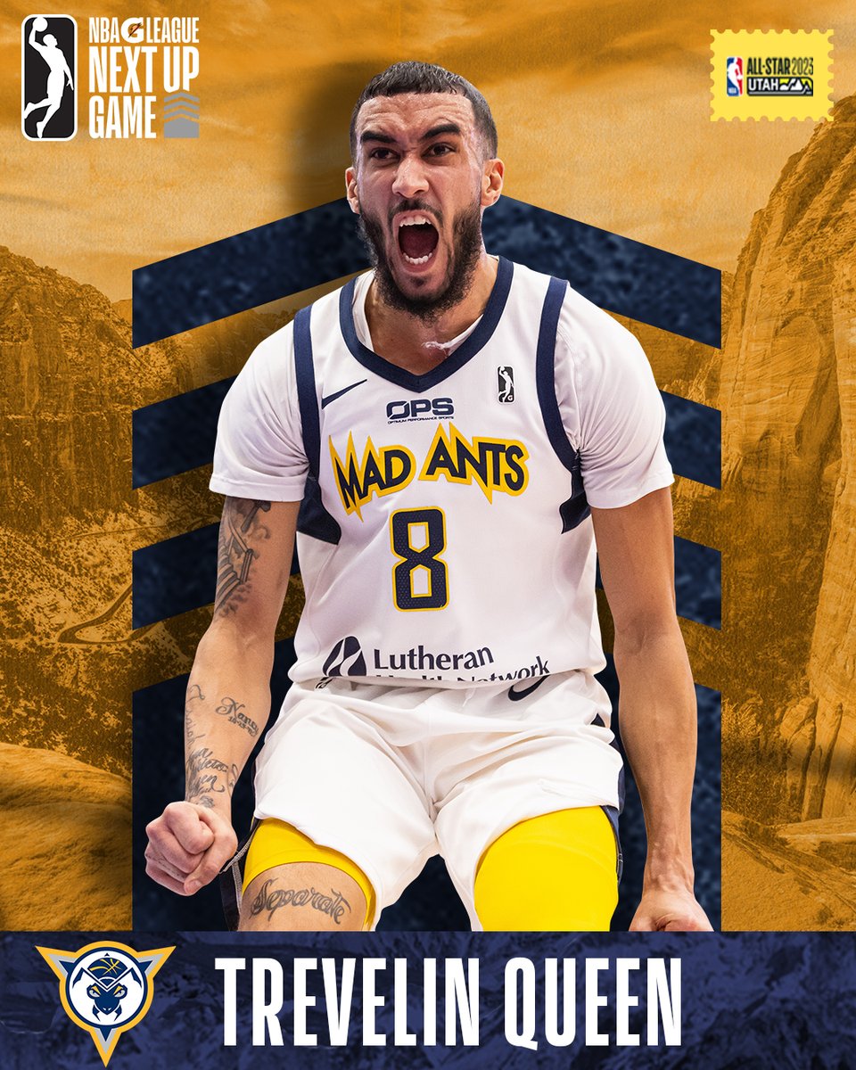 nbagleague's tweet photo. Trevelin Queen (@trev_up) is headed to the #GLeagueNextUpGame during #NBAAllStar! @TheMadAnts &amp; @Pacers Two-Way guard was named both G League Regular Season MVP and Finals MVP last season in winning a title with @RGVVipers. https://t.co/p3GL8KCHPu