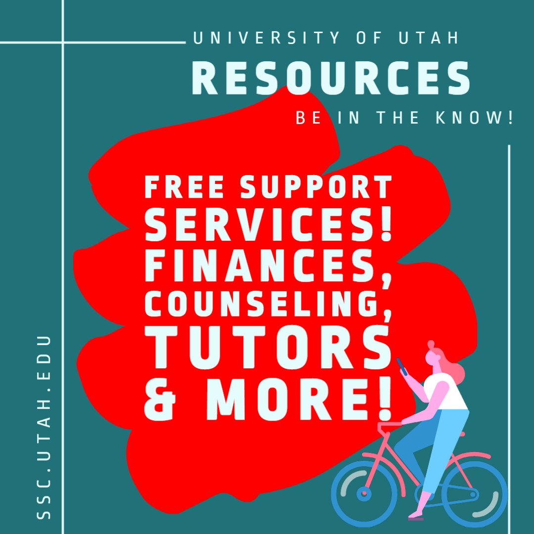 UStudentSuccess's tweet image. There are many free support services through the U! Do you know about the free Financial Wellness Center? What about the free Counseling Center? For more info on places like these &amp;amp; more, contact a FREE Student Success Coach at: ssc.utah.edu