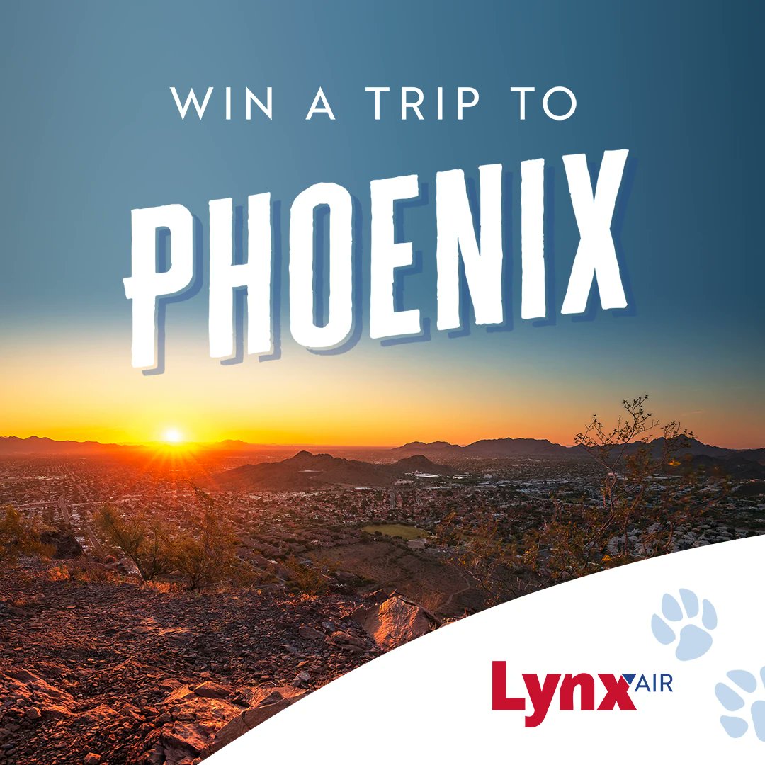Craving a little ☀️?  Celebrating our new route from YYC to AZ we're giving away a trip! WIN 2 round trip tickets from Calgary to Phoenix, including four nights' hotel stay at The Westin Kierland Resort &amp; Spa!
Enter to win at FlyLynxUSA.com
#FlyLynx