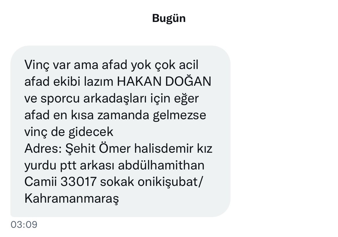 darkwebhaber's tweet photo. Kahramanmaraş, vinç mevcut ekip isteniyor. https://t.co/1tF1L1BVQt