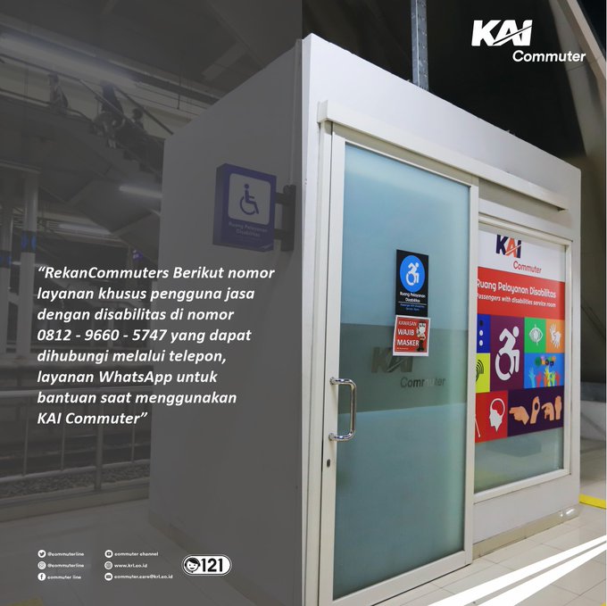 CommuterLine's tweet photo. #RekanCommuters Berikut nomor layanan khusus pengguna jasa dengan disabilitas di nomor 0812 9660 5747 yang dapat dihubungi melalui telepon, SMS dan layanan WhatsApp untuk bantuan saat menggunakan KAI Commuter. https://t.co/genpteDDHp