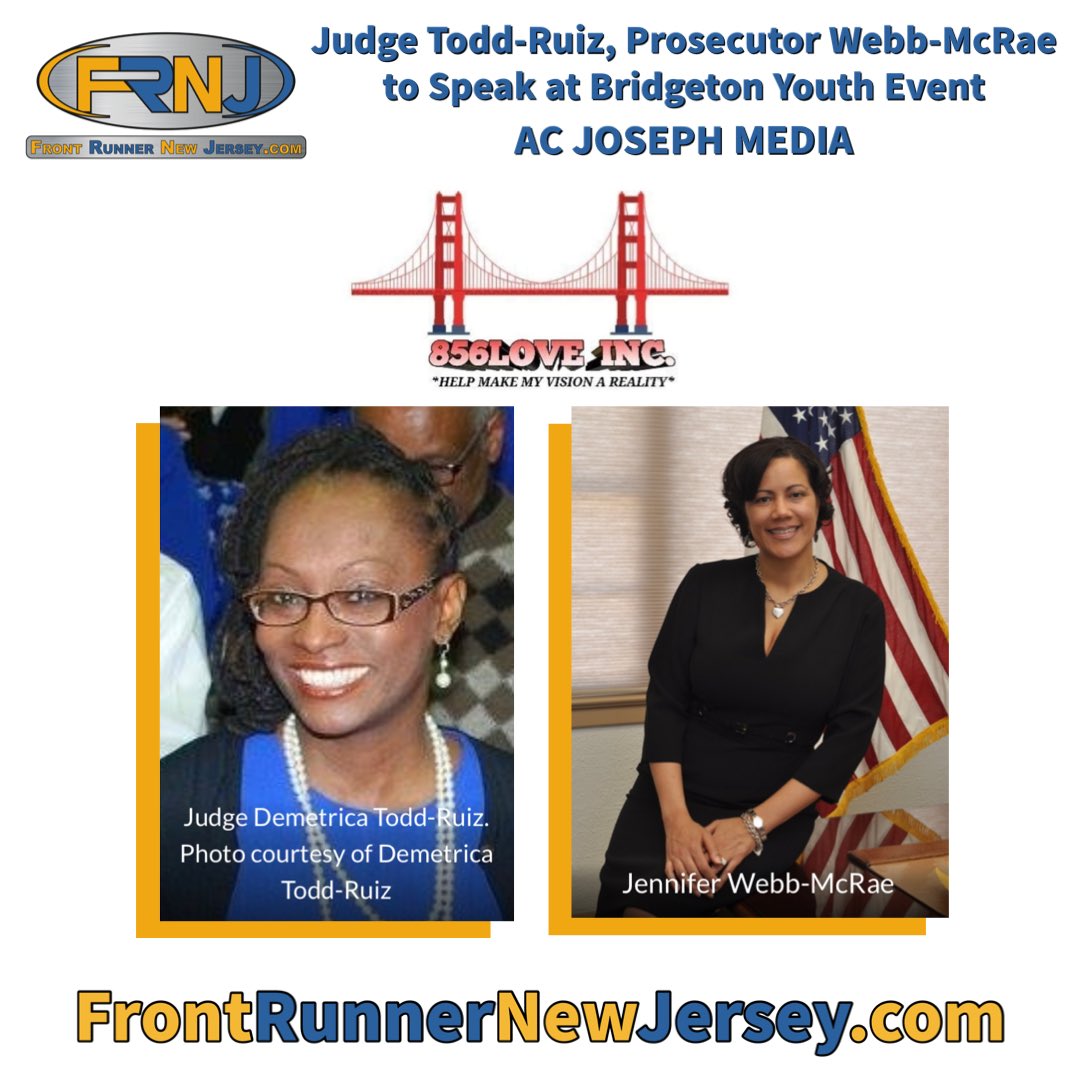 FrontJersey's tweet photo. #FRNJ Bridgeton, NJ
Judge Todd-Ruiz, Prosecutor Webb-McRae to Speak at Bridgeton Youth Event
https://t.co/QRk34HCBgv https://t.co/r83U1xcZ5c