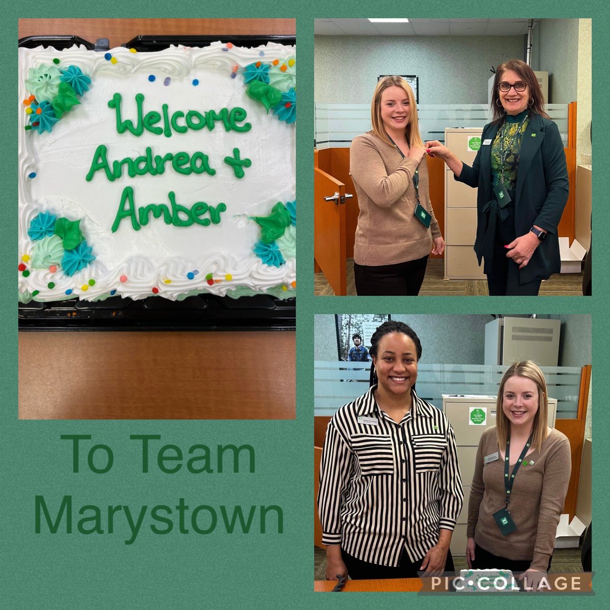 #5770 celebrating our new team members. So excited to finally have our new BM Andrea in the branch and CEA Amber start today ⁦<a href="/andreancummings/">Andrea Cummings</a>⁩ ⁦<a href="/MuirChris_TD/">Chris Muir</a>⁩