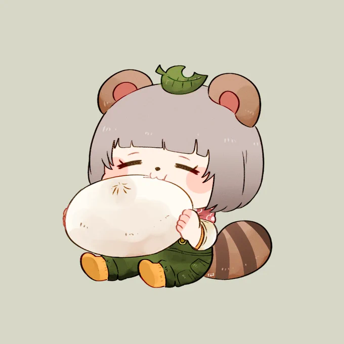 肉まんもぐもぐ...#ぽこあーと 
