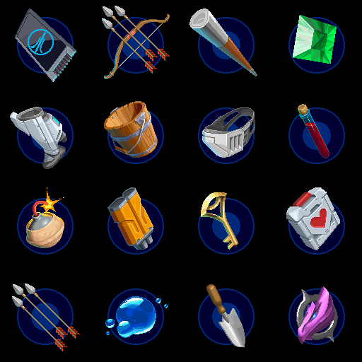 StarsoftPDX's tweet photo. Some of the toys you'll need for your journey... #SaviorGame #Metroidvania #PixelArt https://t.co/Io3VSyDxz4 https://t.co/IvkIyO14ij