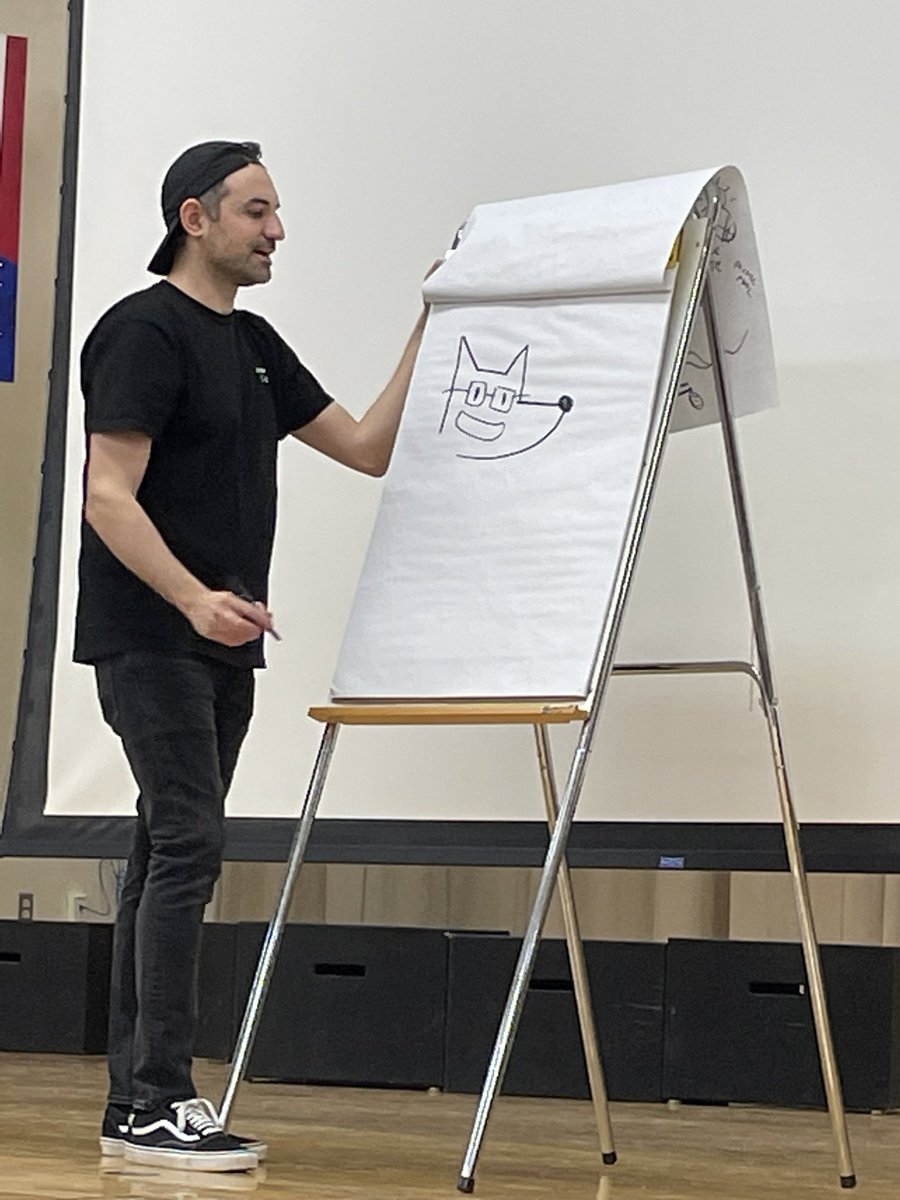 Shout out to @mrwolfcomics during Jarrett’s presentation. He explained how he likes to copy other artists’ characters as a way to hone his own craft. So many kids were thrilled to hear that a famous illustrator does the same thing they do to practice drawing!