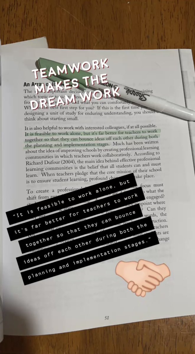 Such a simple thing makes such a huge difference! I love collaborating with other educators especially when working with the same group of students. Not only can you bounce ideas off each other but they may know resources that you’ve never heard of! #tlt407 #backwardsplanning 🤝