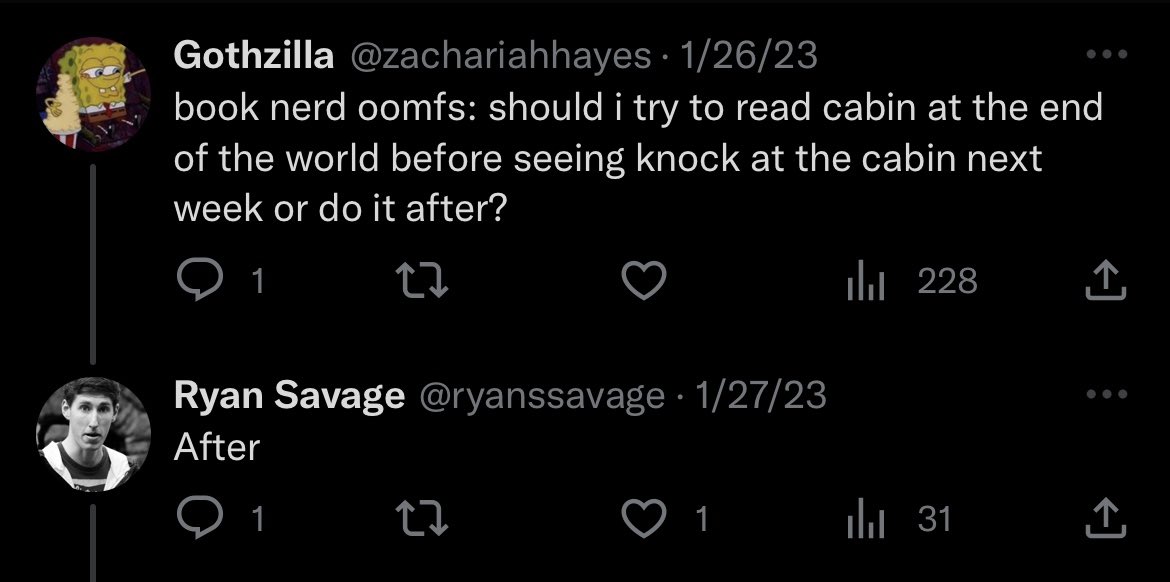 ryanssavage's tweet photo. @zachariahhayes The one where I told you to read the book after https://t.co/YxrVpahROI