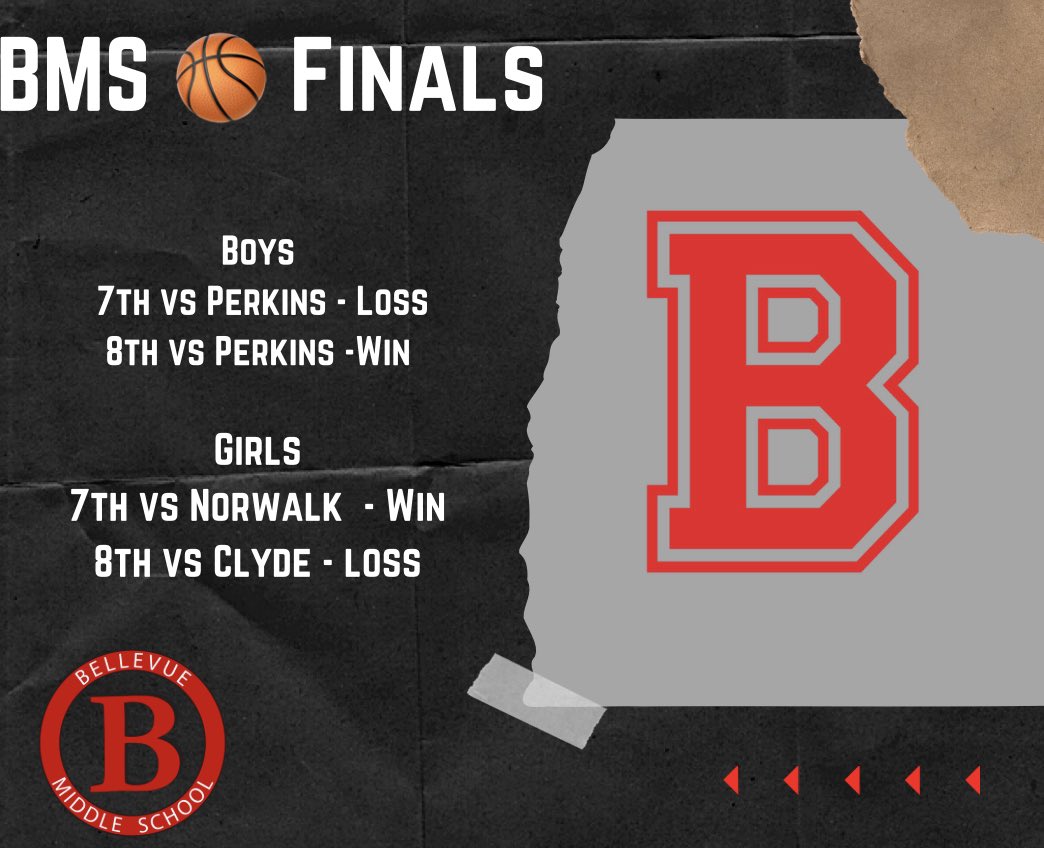 Congrats to our 7th grade girls and 8th grade boys on their victories tonight! Both teams advance to the championship game this Saturday, at Sandusky HS! 7th girls will play Perkins at 9am and 8th boys will play Tiffin at 1:30pm. #GoRed