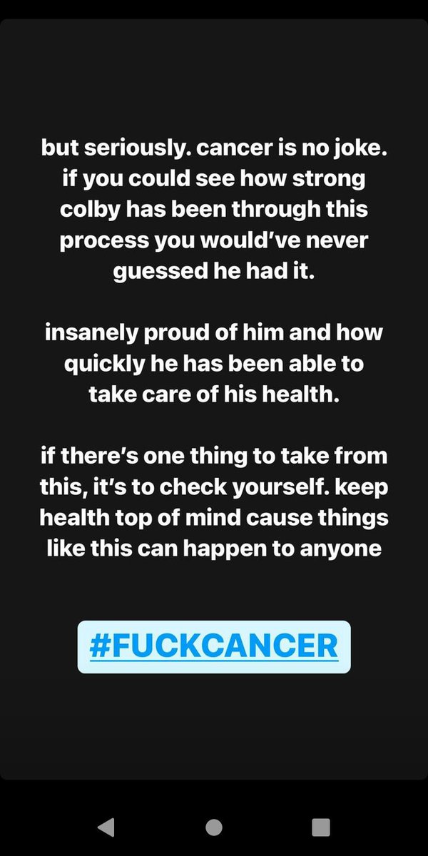 softyhxwell's tweet photo. FUCK CANCER YOU GOT THIS COLBY WE BELIEVE IN YOU SENDING LOVE AND PRAYERS TO COLBY #FUCKCANCER #ColbyIsStrong https://t.co/FXXf1xKN4u